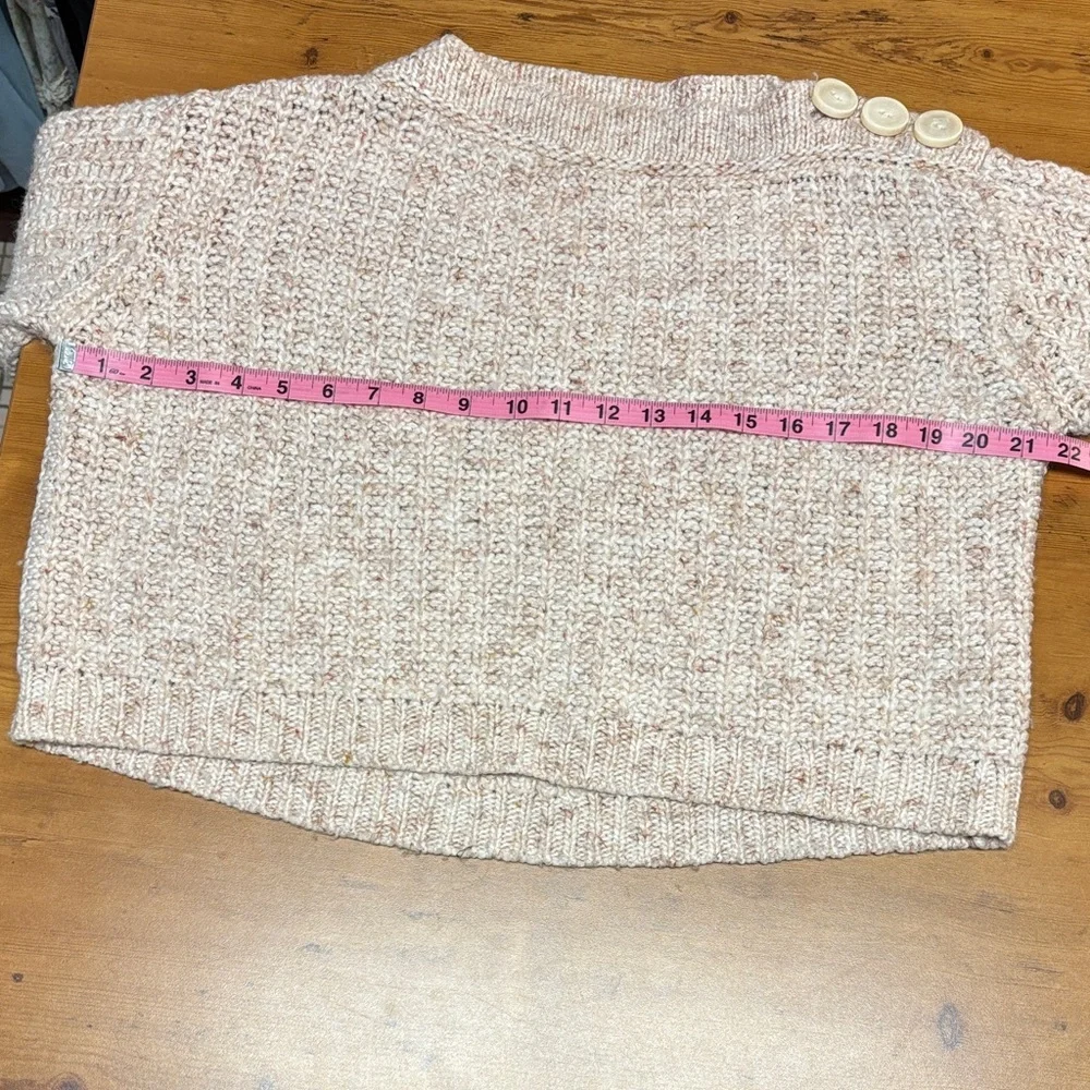 J. Crew Textured Knit Sweater‎ - Cream/Pink With Button Neck